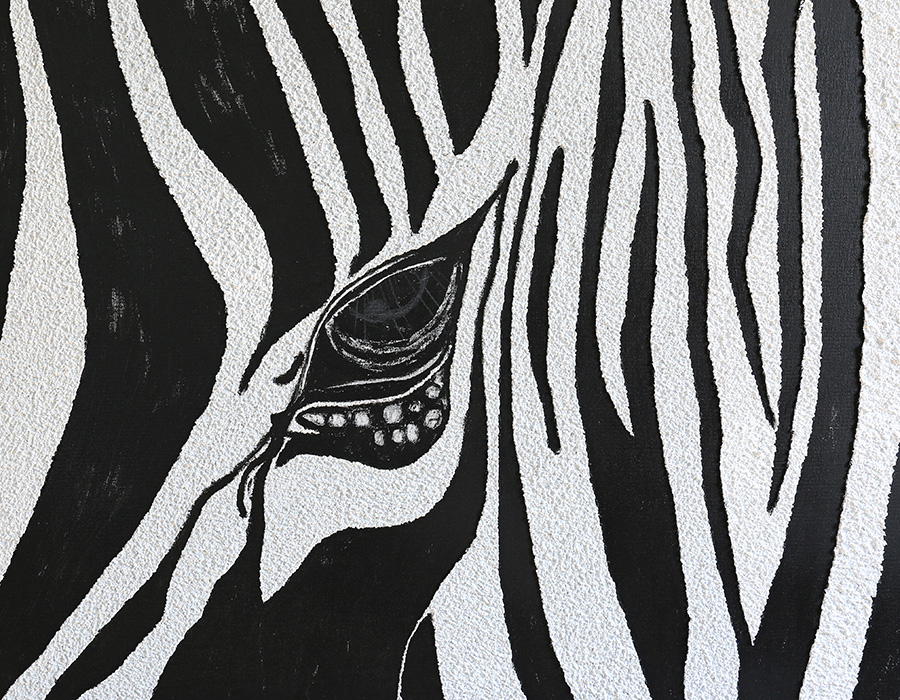 Zebra 2  - Strukturpaste auf Leinwand (50 cm x 60 cm)