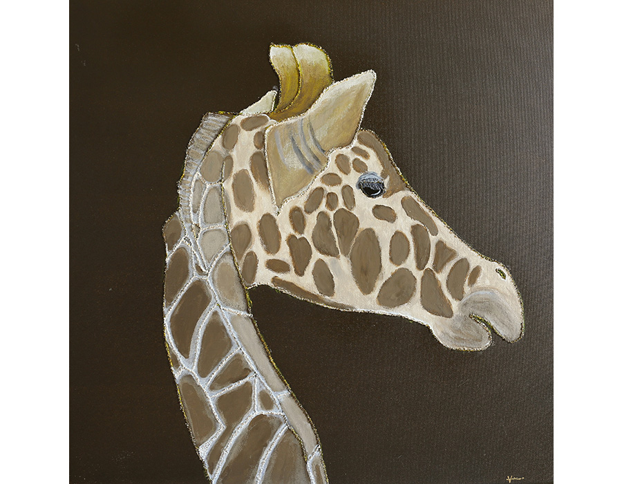 Giraffe - Strukturpaste auf Leinwand (60 cm x 60 cm)