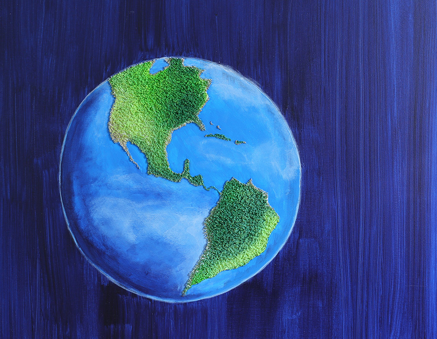 Lonely Earth - Strukturpaste auf Leinwand (60 cm x 60 cm)