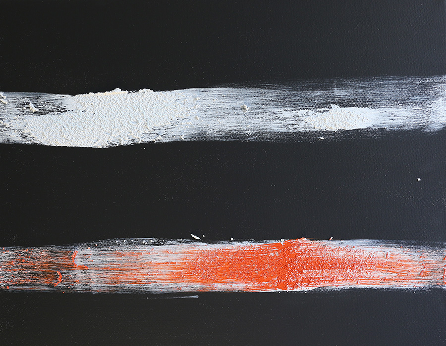 Orangeweiss - Strukturpaste auf Leinwand (50 cm x 40 cm)
