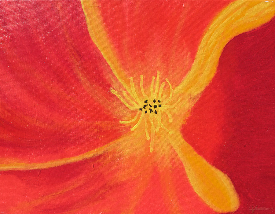 Blüte in Rot - Acryl auf Leinwand (30 cm x 40 cm)